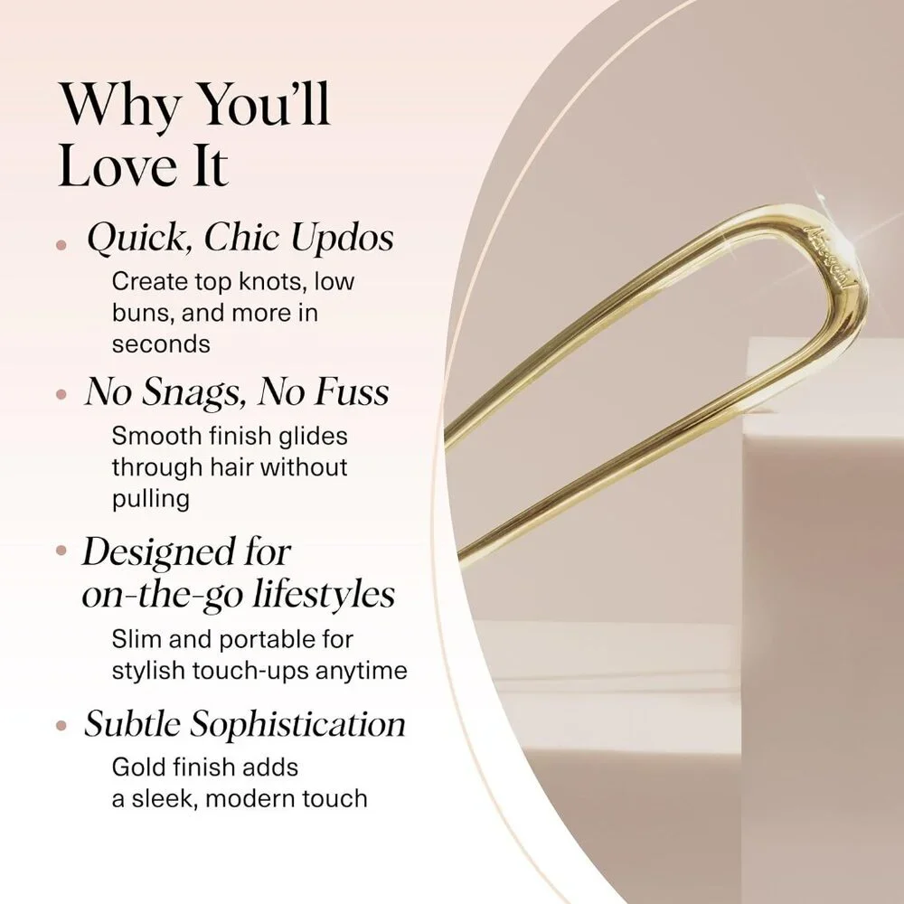 French Hair Pins for Women – Elegant & Durable Metal Hair Fork for Updos, Chigno